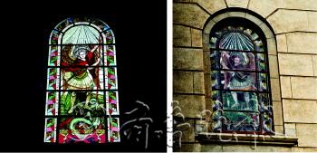 天主教堂花百万重装彩色玻璃 远看似贴纸