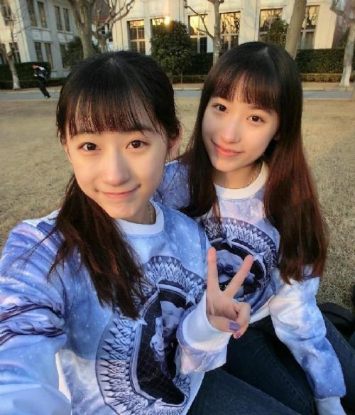 复旦双胞胎姐妹校花晒自拍合照走红(组图)
