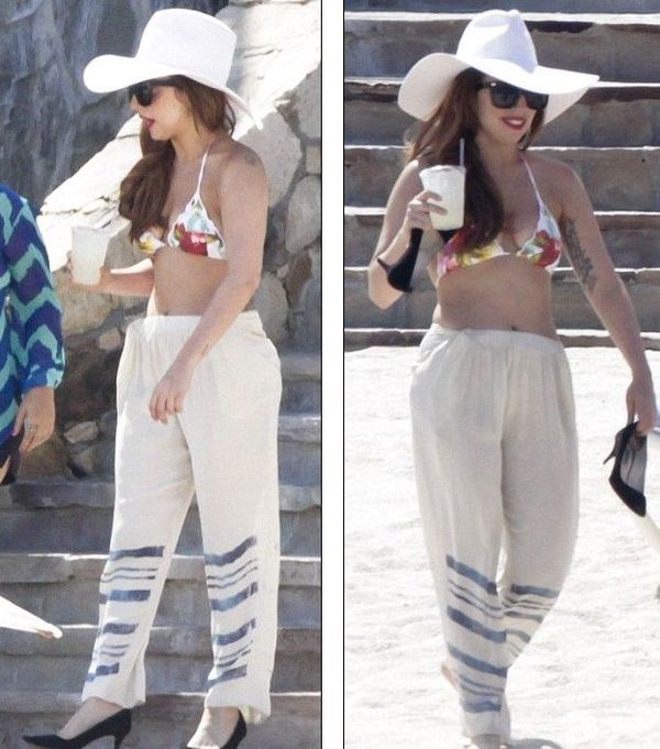 Lady Gaga深居简出后首露面 穿比基尼肥肚腩不变