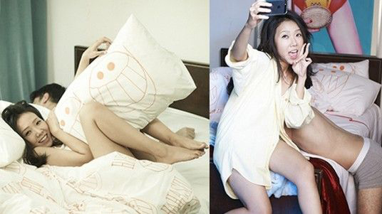 香港女主播晒“床照” 角落现只穿内裤男