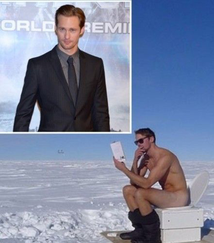 美剧男星雪地里全裸蹲马桶 室外零下30度