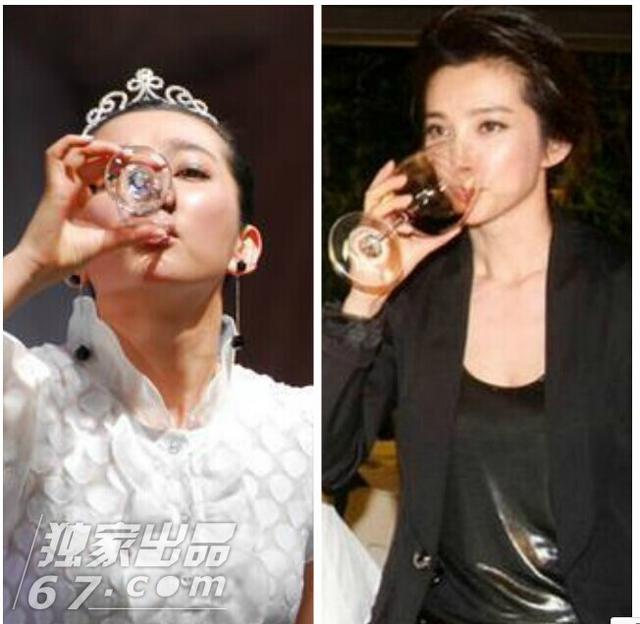女星豪饮照PK：范冰冰张柏芝吹瓶 王菲捧巨杯显呆萌