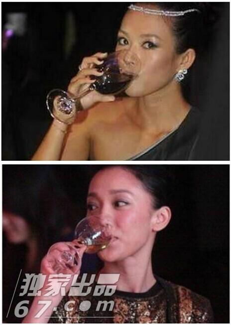 女星豪饮照PK：范冰冰张柏芝吹瓶 王菲捧巨杯显呆萌