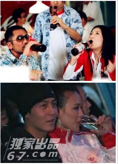 女星豪饮照PK：范冰冰张柏芝吹瓶 王菲捧巨杯显呆萌