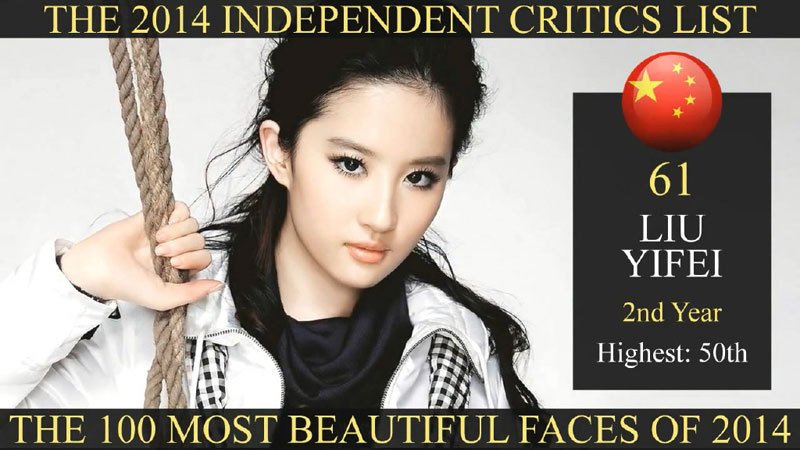 图揭2014全球最美脸蛋：韩女星夺冠 刘亦菲艳压范冰冰