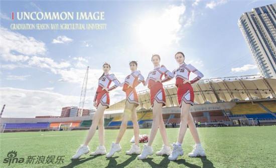 高校”女神帮“毕业照惊艳 平均身高1米7