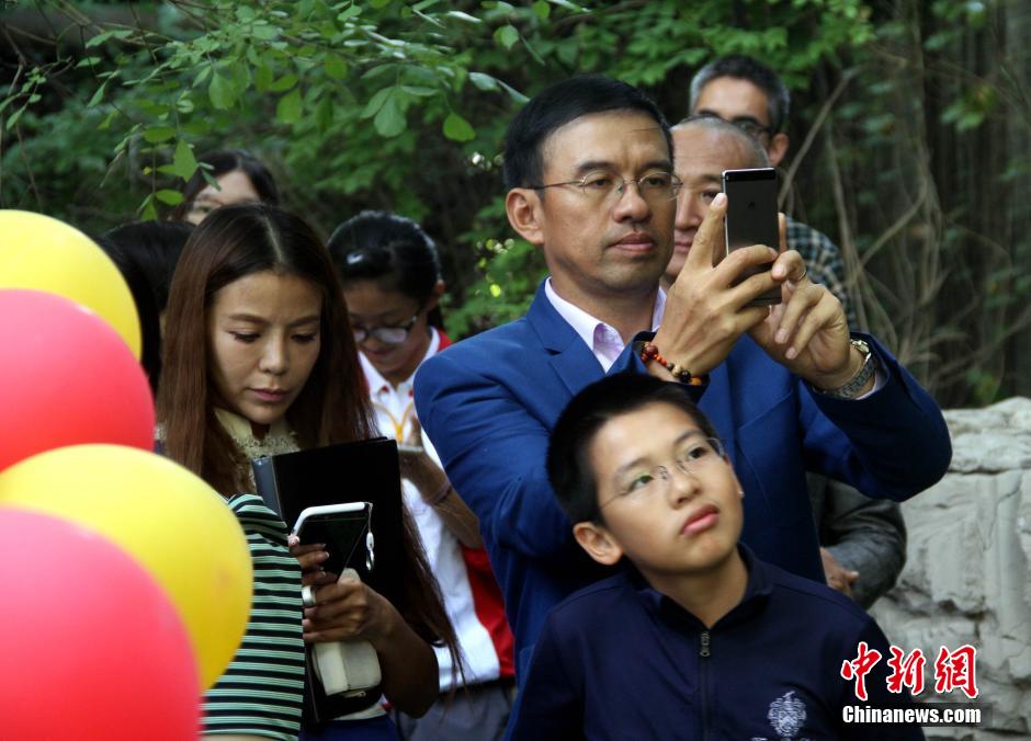 央视名嘴朱迅、王志携儿子亮相天津